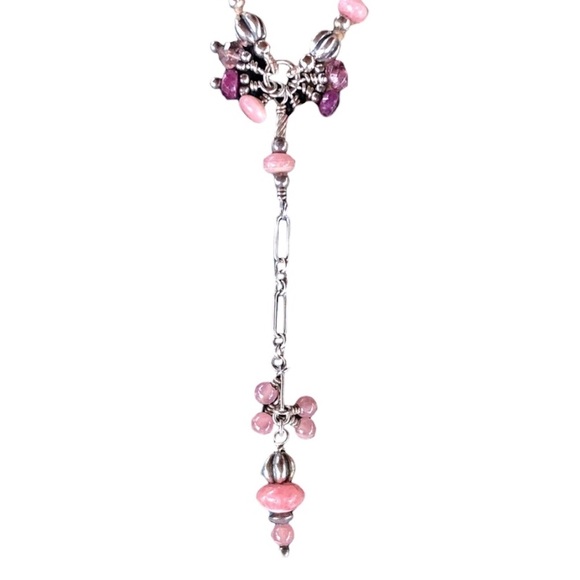 Jewelry - Delicate Ruby, Rose Quartz, and Pink Tourmaline with .925 beads Lariat Necklace
